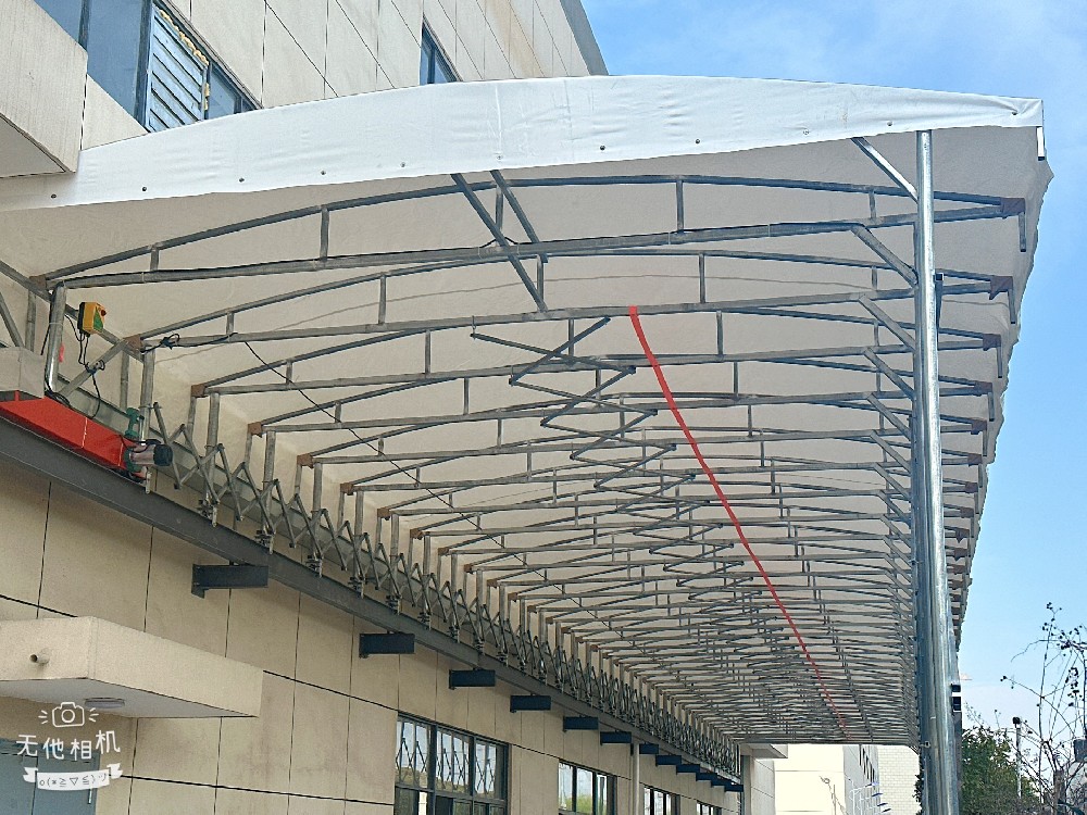 推拉棚 廠房過道連廊大跨度懸空電動伸縮雨棚 一（yī）件開合可定製 防（fáng）違建
